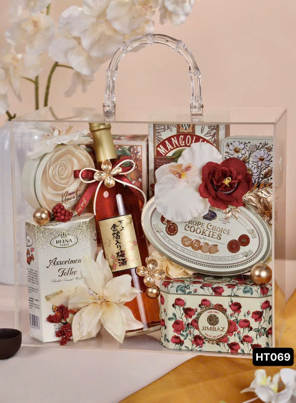GIỎ QUÀ TẾT BÁNH KEỌ NHẬP 2026 bk26-HT069- RƯỢU NGOẠI SG