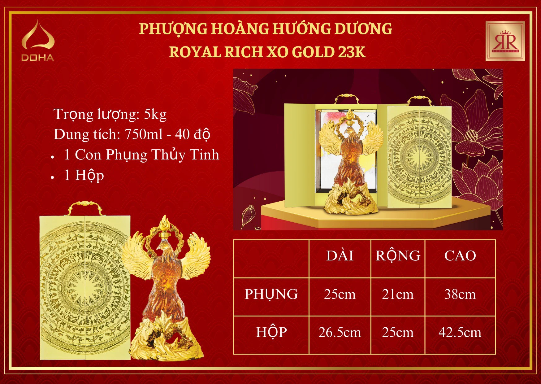 Phượng Hoàng Hướng Dương  Royal Rich XO Gold 23K