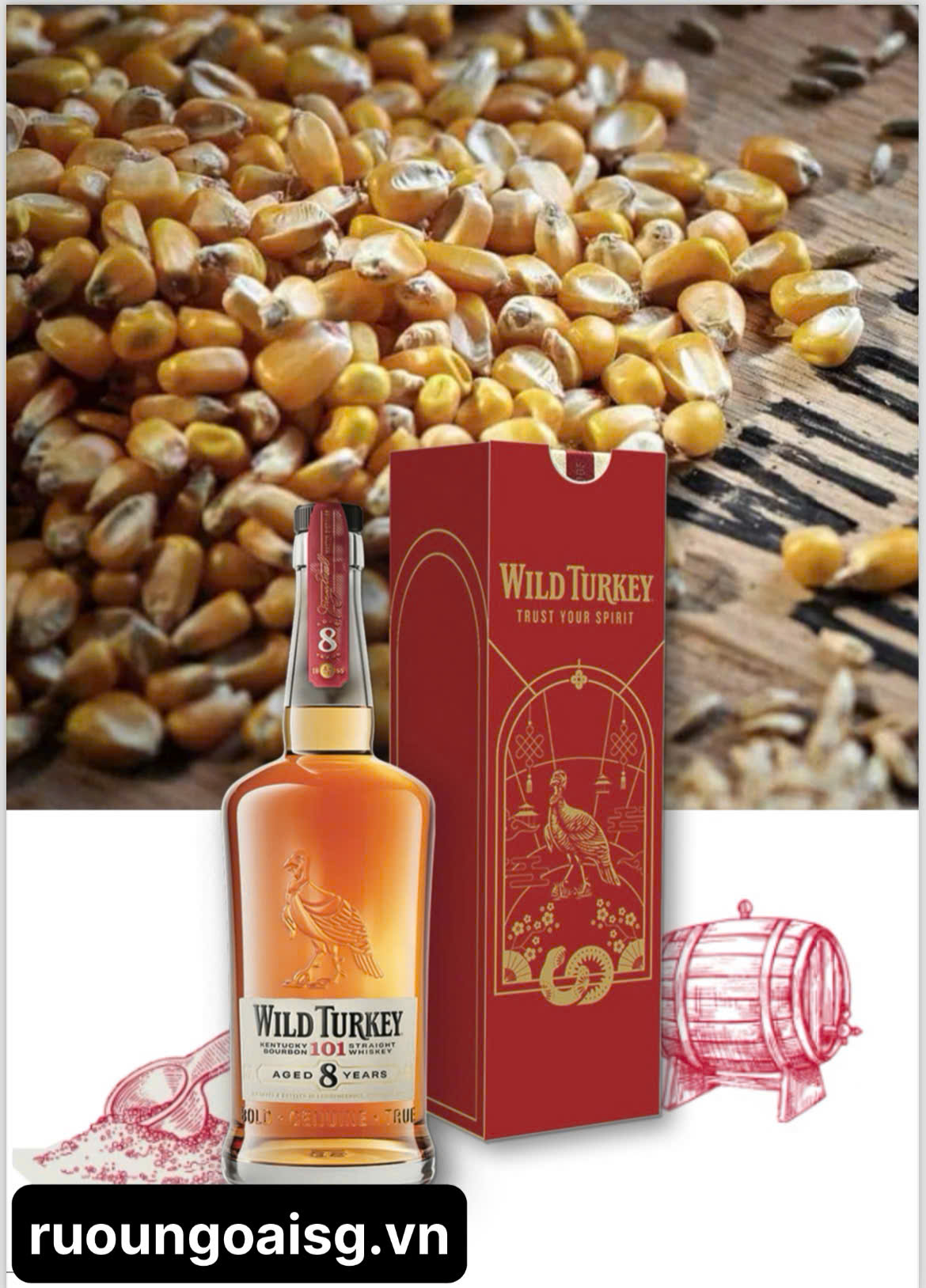 Rượu Whisky Wild Turkey 8 Year Old Phiên Bản Hộp Quà Tết 2025