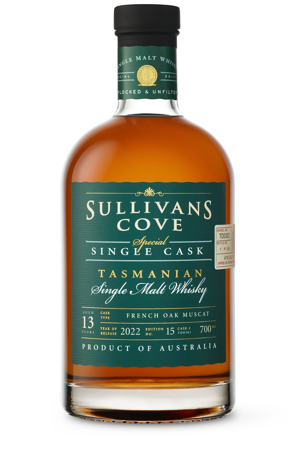 Rượu Whisky Úc Sullivans Cove 13 Year Old Special Cask No. 15 French Oak Ex-Muscat